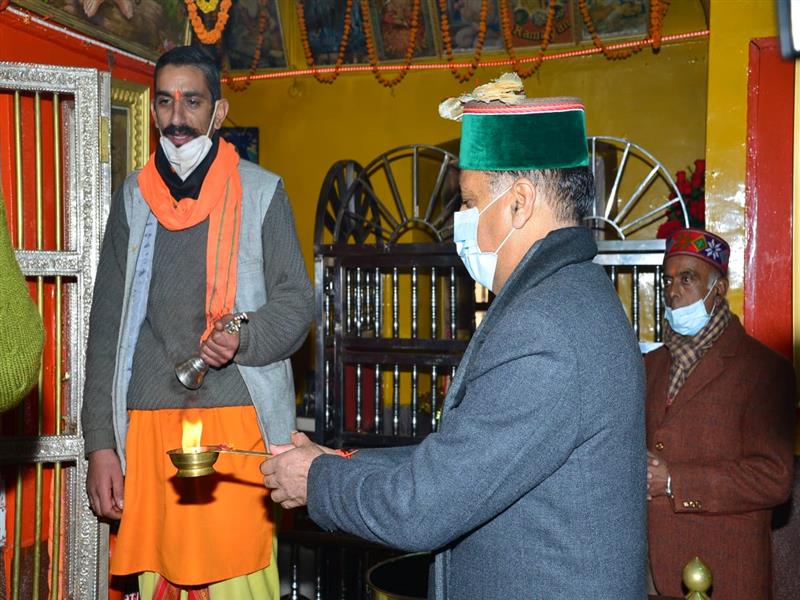 Chief Minister Jai Ram Thakur performing puja at famous Jakhu temple Shimla today.