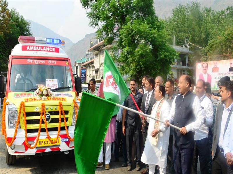 J.P. Nadda and Jai Ram Thakur flag-off 50 ambulances under National Ambulance Service-108